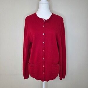 Cashmere Cardigan Red Womens Large